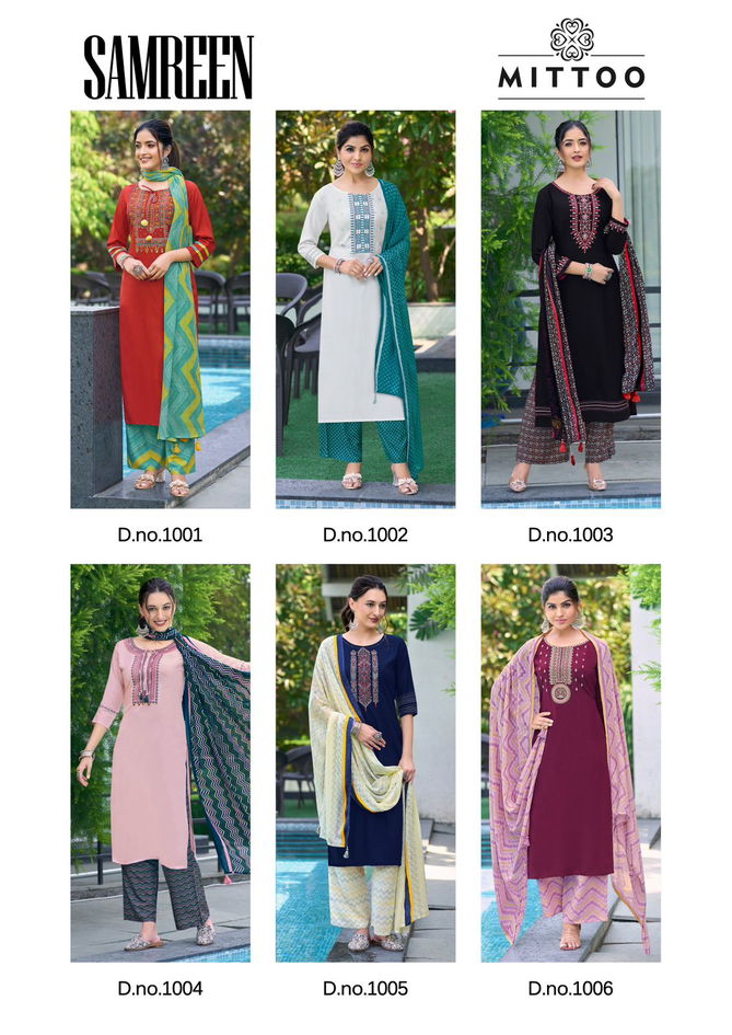 Samreen By Mittoob Hand Work Rayon Designer Kurti With Bottom Dupatta Wholesalers In Delhi